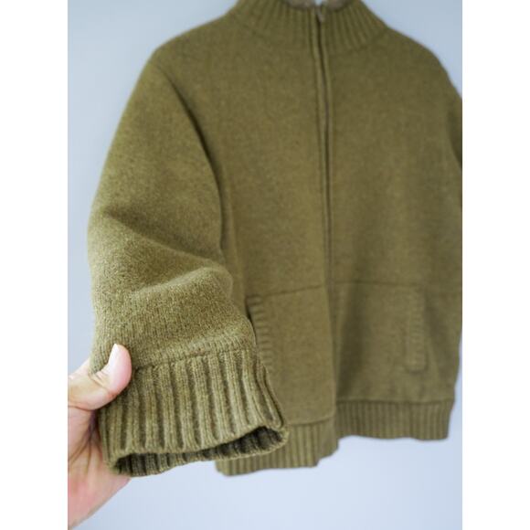 LL Bean Men Lambswool Sherpa Lined Sweater Jacket M Preppy Outdoor Grandpa Gorp - Picture 8 of 15